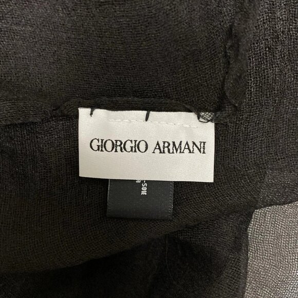 Auth GIORGIO ARMANI - Black Silk Scarf - Picture 3 of 4